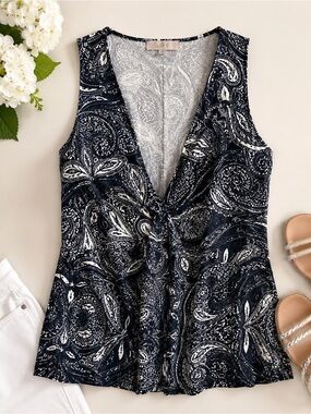 Ann Taylor LOFT Sleeveless Paisley Blouse Size Small